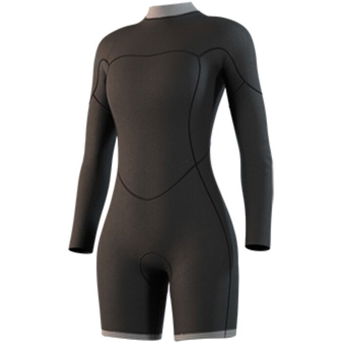 2025 Mystic Womens Brand Long Arm 3/2mm Back Zip Flatlock Shorty Wetsuit 35000.250063 - Black